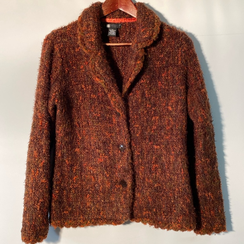 Carole Little - Fuzzy button up sweater. Size M